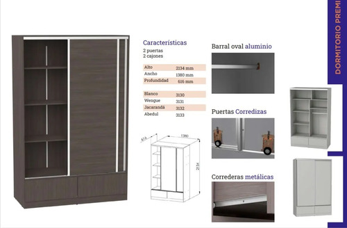 D_619059-MLA49910480653_052022-O.jpg Ropero Placard 2 Puertas, 2 Cajones Externos. Cod. 250
