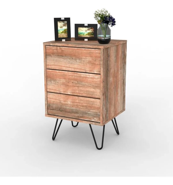 Cajonera Industrial 3 Cajones Organizador Dormitorio Living Oficina Guardado Ropa Accesorios Color Atakama Patas Metal Negro Estilo Loft Tiradores Negros Cpi003 Dielfe