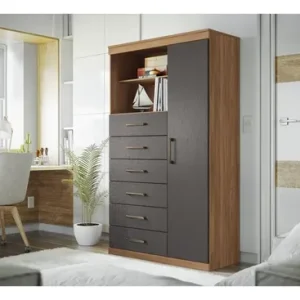 Cómoda Múltiple De 1 Puerta Y 6 Cajones Marabá Wt Jatobá/grafite