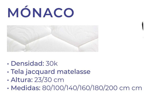 Colchon Espuma Alta Densidad Monaco 140 X 23 X 190 Jackard