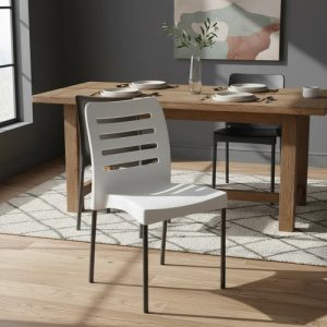 D_622857-MLA93261322371_092025-O.jpg Silla Cocina Comedor. Casco Pvc- Patas De Cromada- Ambar
