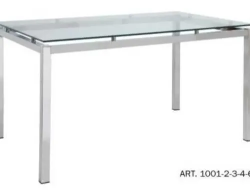 Mesa Cocina Comedor Vidrio. Base Cromada 3 . 140 X 85. Paris