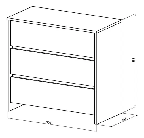 Cómoda 3 Cajones Línea Niza Organizador Dormitorio Living Guardado Ropa Accesorios Sin Tiradores Estilo Moderno Flotante... Gris / Roble Kendal