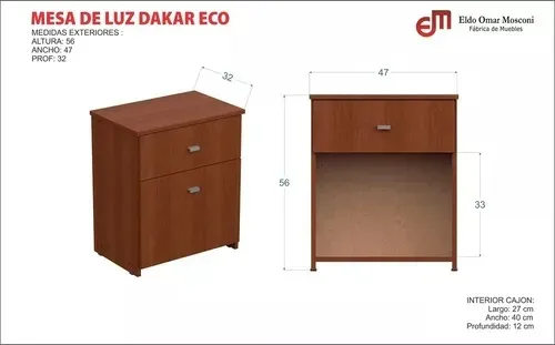 D_626450-MLA69142764949_042023-O.webp Mesa De Luz 1 Cajón + 1 Puerta Dakar 47 X 56 X 31- Cod 56507