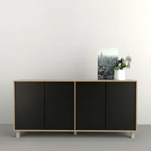 Mueble Bahiut Vajillero 4 Puertas 180 Cm Moderno Living Color Negro