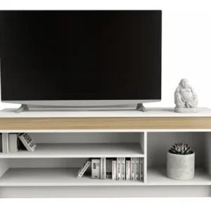 Rack Mesa Para Tv Abierta Melamina Baires4 Color Blanco