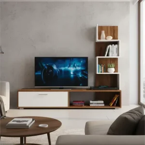 D_631989-MLA93786866547_092025-O.webp Rack Para Tv Led- Pilar- Melamina- 170 X 170 Caj. Estantes