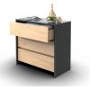 Cómoda 3 Cajones Línea Niza Organizador Dormitorio Living Guardado Ropa Accesorios Sin Tiradores Estilo Moderno Flotante... Gris / Roble Kendal