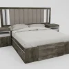 Respaldo P- Sommier Tapizado Kyomu C/ Luz Led, Usb Y Vidrio