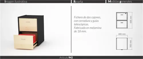 Fichero Cajonera Rodante. 2 Cajones. Cod. 942