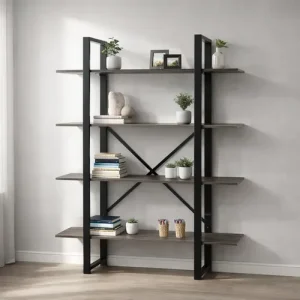 Biblioteca Estanteria Industrial Melamina Metalica Linea Soho Organizador 5 Estantes Oficina Living Exhibidor Canyon Negro 175 Cm Est175 Dielfe Canyon Con Negro