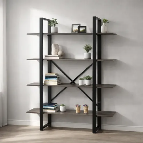 D_640773-MLA104247794006_012026-O.webp Biblioteca Estanteria Industrial Melamina Metalica Linea Soho Organizador 5 Estantes Oficina Living Exhibidor Canyon Negro 175 Cm Est175 Dielfe Canyon Con Negro