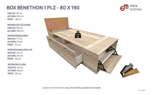 D_640907-MLA89564523733_082025-O.webp Base Box 1 Plaza 1.00 X 2.00- 2 Caj. 1 Baul, Zapatero- 57029
