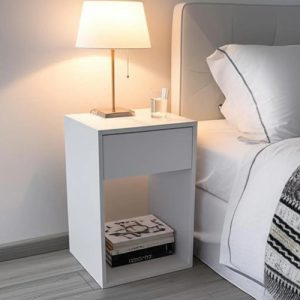 D_641303-MLA99525258668_122025-O.jpg Mesa De Luz Noche Dormitorio Melamina 1 Caj Espacio Libre Color Blanco Delos Dld08 Mate