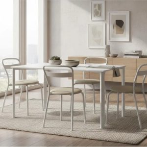 D_645919-MLA93312908459_092025-O.jpg Mesa Rectangular Melamina 130 X 82 + 6 Sillas D Caño Milano