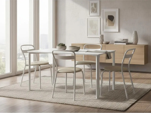 D_645919-MLA93312908459_092025-O.jpg Mesa Rectangular Melamina 130 X 82 + 6 Sillas D Caño Milano