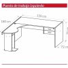 Mesa Escritorio En L, Puesto De Trabajo Izquierdo Cod. 914
