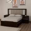 Respaldo P- Sommier Tapizado Kyomu C/ Luz Led, Usb Y Vidrio
