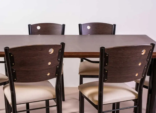 Combo Juego Comedor Mesa Comb + 6 Sillas Caño Resp. Mod. 7
