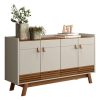 D_649884-MLU70872628563_082023-O.jpg Buffet Abruzzo Linea Brasil De 4 Puertas, Color Freijó/blanco Roto Freijó/off White