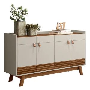 D_649884-MLU70872628563_082023-O.jpg Buffet Abruzzo Linea Brasil De 4 Puertas, Color Freijó/blanco Roto Freijó/off White