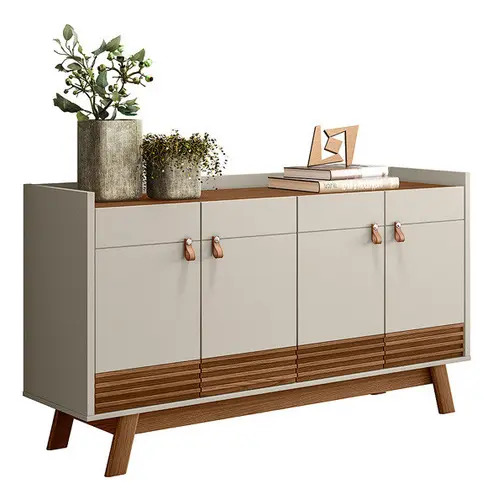 D_649884-MLU70872628563_082023-O.jpg Buffet Abruzzo Linea Brasil De 4 Puertas, Color Freijó/blanco Roto Freijó/off White