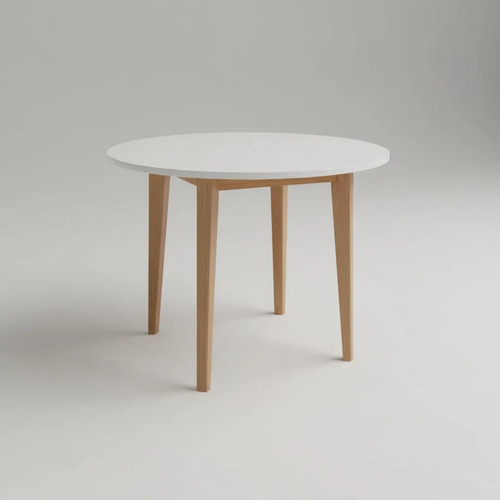 Mesa Redonda 90 Cm. Patas De Madera Paraiso, Tapa Melamina