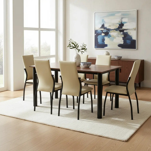 D_657273-MLA92898952392_092025-O.jpg Juego Cocina Comedor Mesa 1.40 + 6 Sillas Pintadas Praga C6