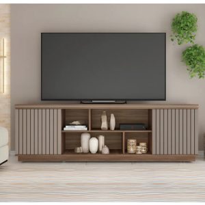 Estante Para Tv Camemmun Symmetry Nogueira/fendi De 180 Cm, Hasta 75