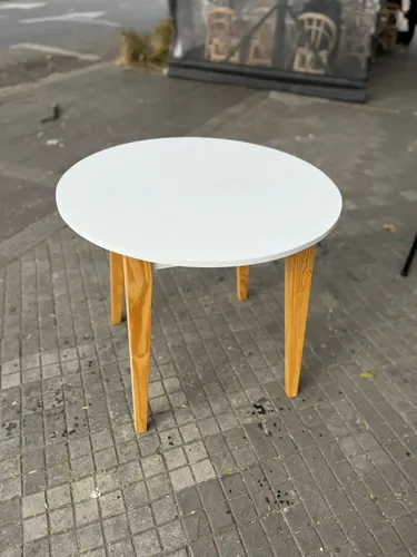Mesa Cocina Comedor Redonda Norway 0.90 Mts. Pino Lustrado