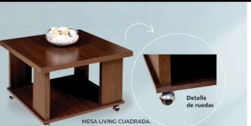 Mesa Ratona De Centro Living. Melamina. Cuadrada. Cod. 3008