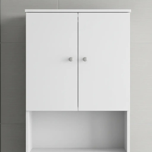 Mueble Para Baño Organizador Sobre Inodoro Mdp Melamina 3 Estantes 2 Puertas Color Blanco Mbc180 Dielfe