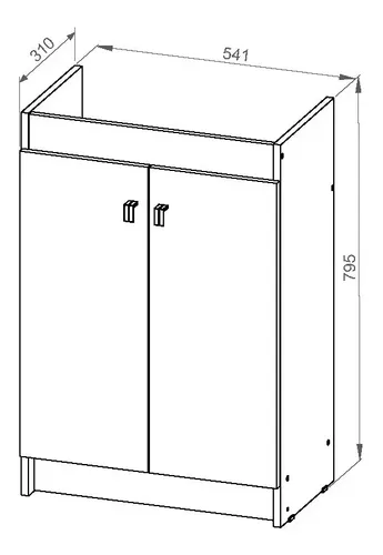 Vanitory Mueble Para Baño Con Bacha 1 Agujero 55 Cm De Pie Color De La Bacha Blanco Color Del Mueble Blanco