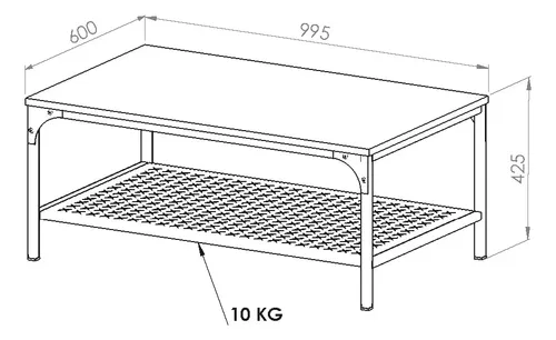 D_661507-MLA109110048143_032026-O.webp Mesa Ratona Industrial Soho 2 Niveles Con Estante Inferior Chapa Perforada Living Canyon Negro Mesa Centro Baja Moderna Estilo Loft Caño Metal Melamina Fácil Armado Mrs100 Dielfe