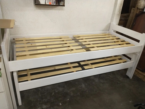 Cama Nido Doble Sin Carro Cama- Pino Lustrado- Blanco