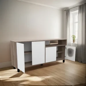 D_663940-MLA95837316833_102025-O.webp Vajillero Doors 4 Puertas 1,70 Mt Bahiut Color Nebraska Gris Blanco