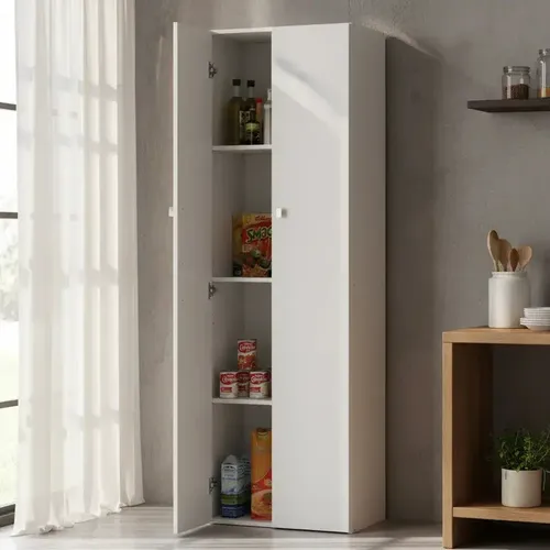 D_666075-MLA101673499813_122025-O.webp Despensero Cocina Alacena Organizador 2 Puertas 4 Estantes Blanco Melamina Resistente Alto 180 Cm Multiuso Guardado Despensa Hogar Comedor Moderna Fácil Limpieza D062 Dielfe