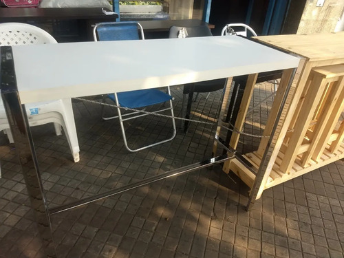 Mesa Barra Desayunador. Tapa Melamina Base Cromada 120 X 45.