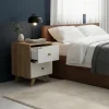 Mesa De Luz Escandinava Muebles Gacela Melamina 2 Cajones Blanco/roble Laqueado Blanco/roble Miel