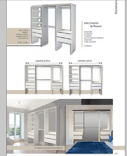 D_671200-MLA95337453321_102025-O.webp Interior Para Ropero Extensible De 165 A 225 X 185 Cod. 640