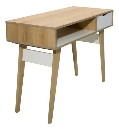 Escritorio Gacela 334020 Madera De 100cm X 75cm X 44.5cm Roble Y Blanco Laqueadas Roble/blanco