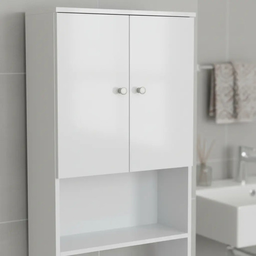 Mueble Para Baño Organizador Sobre Inodoro Mdp Melamina 3 Estantes 2 Puertas Color Blanco Mbc180 Dielfe