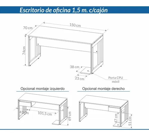 Escritorio P- Oficina Base D Melamina 1.50 X 0.70 7912- 7201