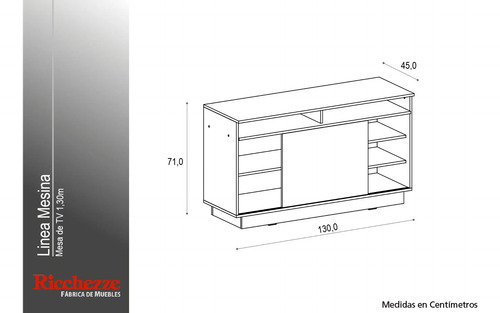 D_676080-MLA78937936772_092024-O.jpg Rack Mesa De Tv Melamina 130 Cm Puerta Corrediza C/ Estantes
