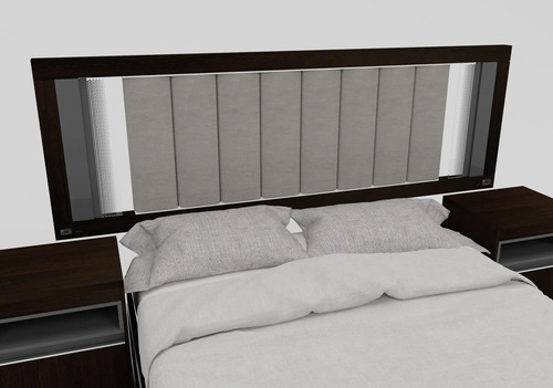 Respaldo P- Sommier Tapizado Kyomu C/ Luz Led, Usb Y Vidrio