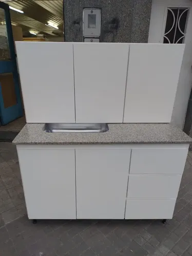 Bajo Mesada Y Alacena 1.20 Mdf 15 Mm- Con Mesada Marmol Sint