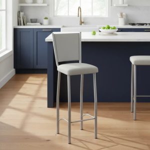 Taburete Banqueta Alta. Asiento Y Respaldo Tapizado
