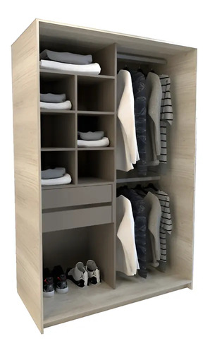 D_682853-MLA93609520788_102025-O.jpg Interior De Placard Melamina Vestidor Ropero Sin Puertas Color Nevado Con Gris