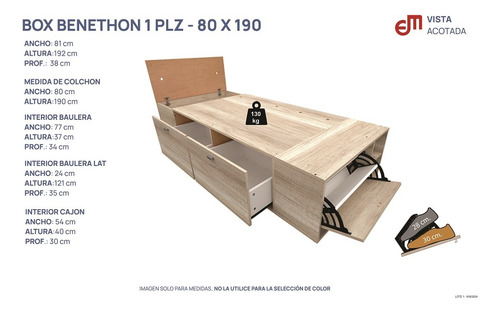 D_685049-MLA89200817778_082025-O.jpg Base Box 1 Plaza 0.82 X 1.90- 2 Caj. 1 Baul, Zapatero- 57024