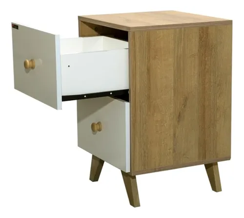 Mesa De Luz 2 Cajones Con Patas 60 X 40 X 38- Cod. 732021